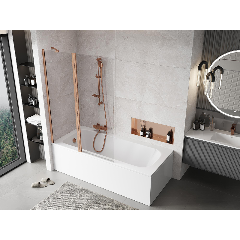 Mexen Mist paroi de douche 2 volets 120 x 150 cm, transparent, cuivre brossé - 8A9-120-011-65-00
