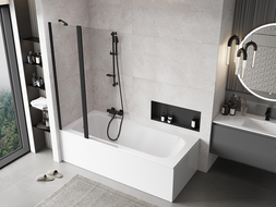 Mexen Mist paroi de baignoire à 2 volets 100 x 150 cm, transparent, noir - 8A9-100-011-70-00
