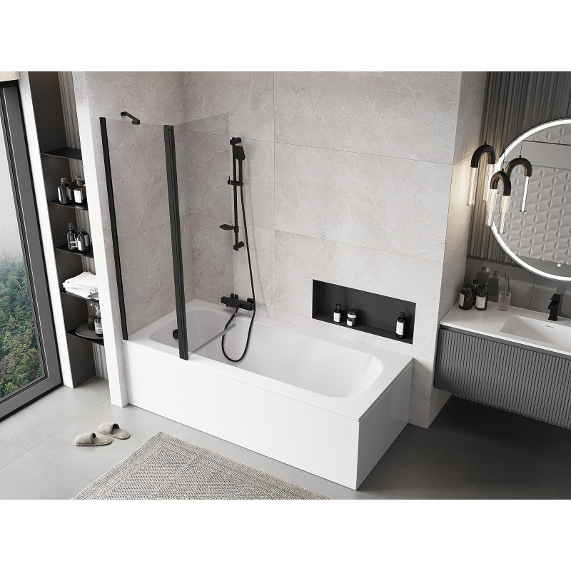 Mexen Mist paroi de douche à deux volets 110 x 150 cm, transparent, noir - 8A9-110-011-70-00