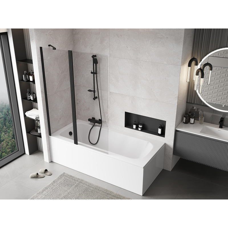 Mexen Mist pare-douche à 2 battants 120 x 150 cm, transparent, noir - 8A9-120-011-70-00