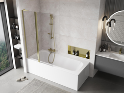 Mexen Mist L paroi de baignoire 2 battants 100 x 150 cm, transparent, doré - 8A9L-100-011-50-00