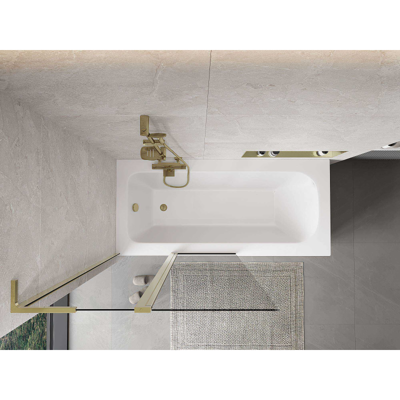 Mexen Mist L paroi de baignoire 2 battants 100 x 150 cm, transparent, doré - 8A9L-100-011-50-00