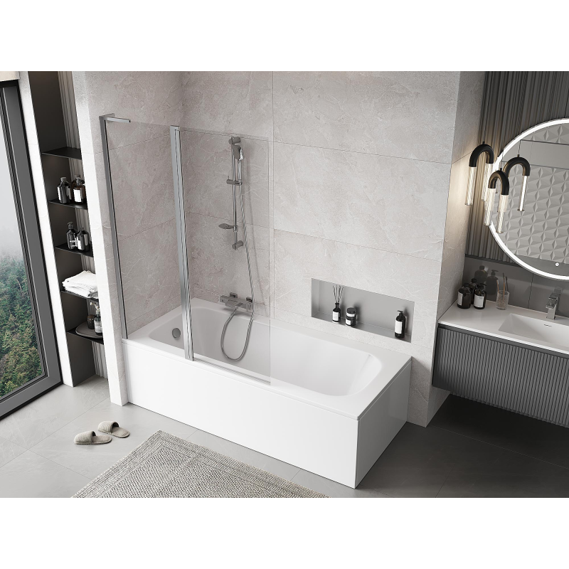 Mexen Mist L paroi de baignoire à 2 volets 120 x 150 cm, transparent, chrome - 8A9L-120-011-01-00