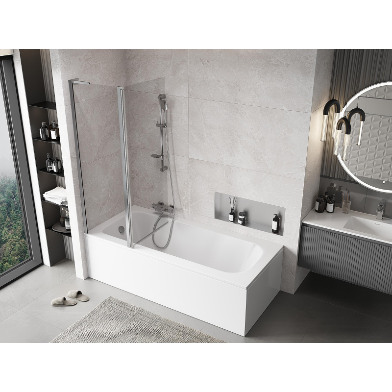Mexen Mist L paroi de baignoire à 2 volets 120 x 150 cm, transparent, chrome - 8A9L-120-011-01-00