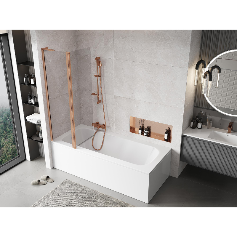 Mexen Mist L paroi de douche à 2 volets 100 x 150 cm, transparent, cuivre brossé - 8A9L-100-011-65-00