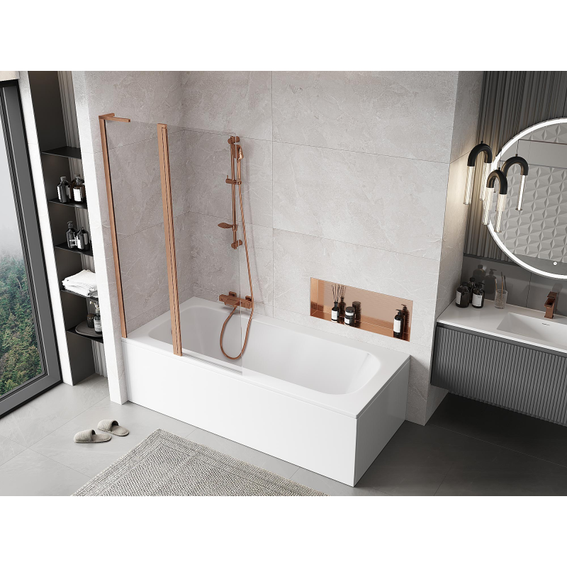 Mexen Mist L paroi de douche à 2 volets 100 x 150 cm, transparent, cuivre brossé - 8A9L-100-011-65-00