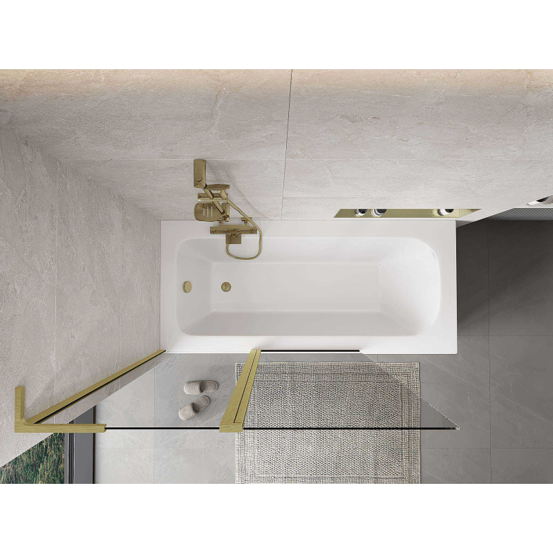 Mexen Mist L paroi de douche 2 volets 120 x 150 cm, transparent, or brossé - 8A9L-120-011-55-00