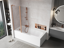Mexen Mist L pare-douche à 2 volets 120 x 150 cm, transparent, cuivre brossé - 8A9L-120-011-65-00