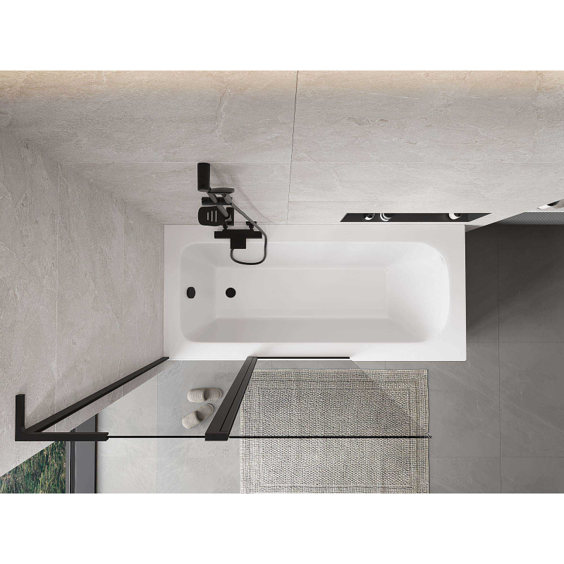 Mexen Mist L paroi de baignoire 2 volets 110 x 150 cm, transparent, noir - 8A9L-110-011-70-00