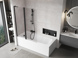 Mexen Mist L paroi de baignoire 2 volets 120 x 150 cm, transparent, noir - 8A9L-120-011-70-00