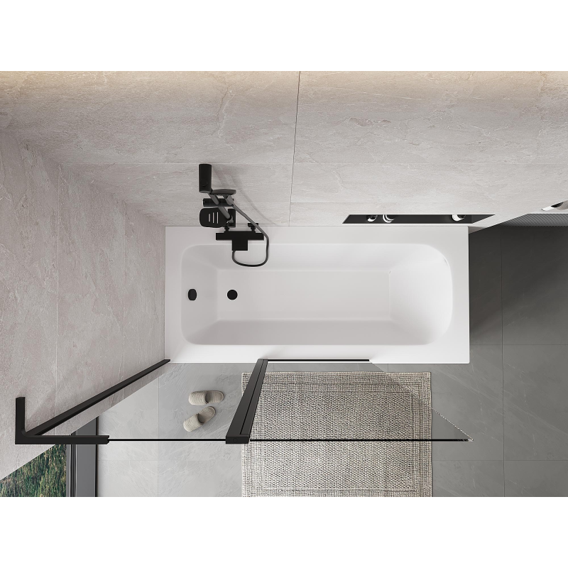 Mexen Mist L paroi de baignoire 2 volets 120 x 150 cm, transparent, noir - 8A9L-120-011-70-00