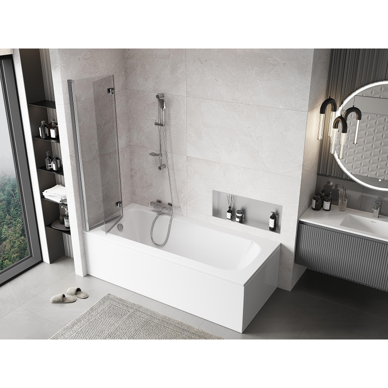 Mexen Mist paravent de baignoire à 2 volets gauche 90 x 150 cm, transparent, chrome - 8A9-090-002-01-00-L