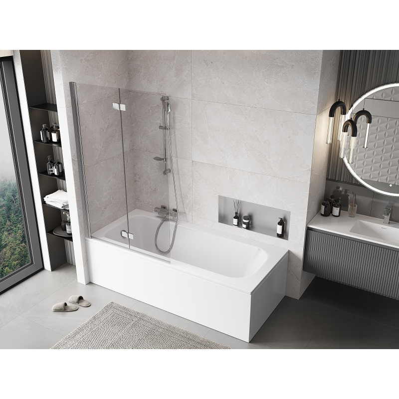 Mexen Mist paroi de baignoire à 2 volets gauche 100 x 150 cm, transparent, chrome - 8A9-100-002-01-00-L
