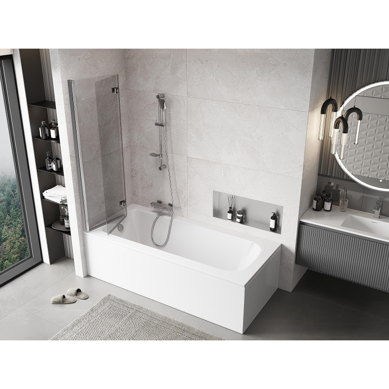 Mexen Mist paroi de baignoire à 2 volets gauche 100 x 150 cm, transparent, chrome - 8A9-100-002-01-00-L