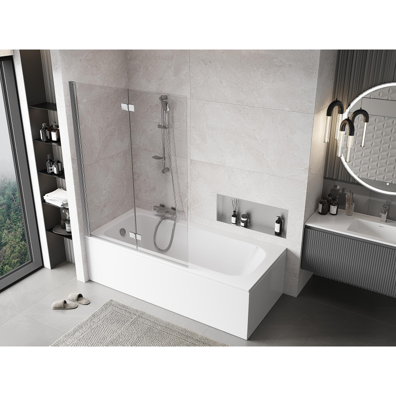 Mexen Mist paroi de baignoire à 2 volets gauche 120 x 150 cm, transparent, chromé - 8A9-120-002-01-00-L
