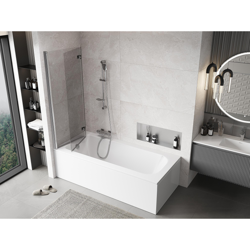 Mexen Mist paroi de baignoire à 2 volets gauche 120 x 150 cm, transparent, chromé - 8A9-120-002-01-00-L