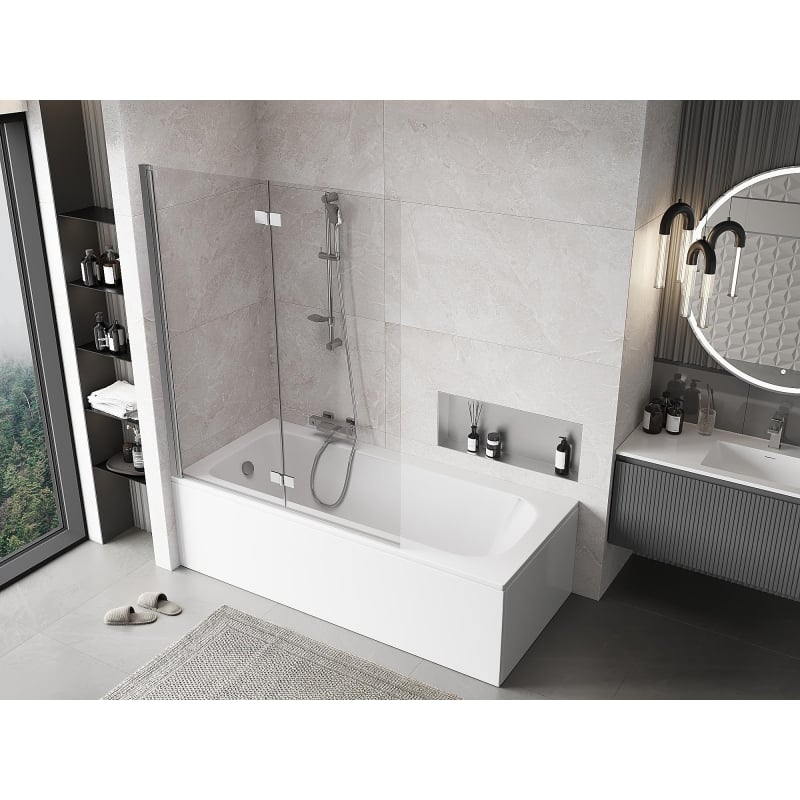 Mexen Mist pare-douche pliant à 2 volets gauche 130 x 150 cm, transparent, chromé - 8A9-130-002-01-00-L