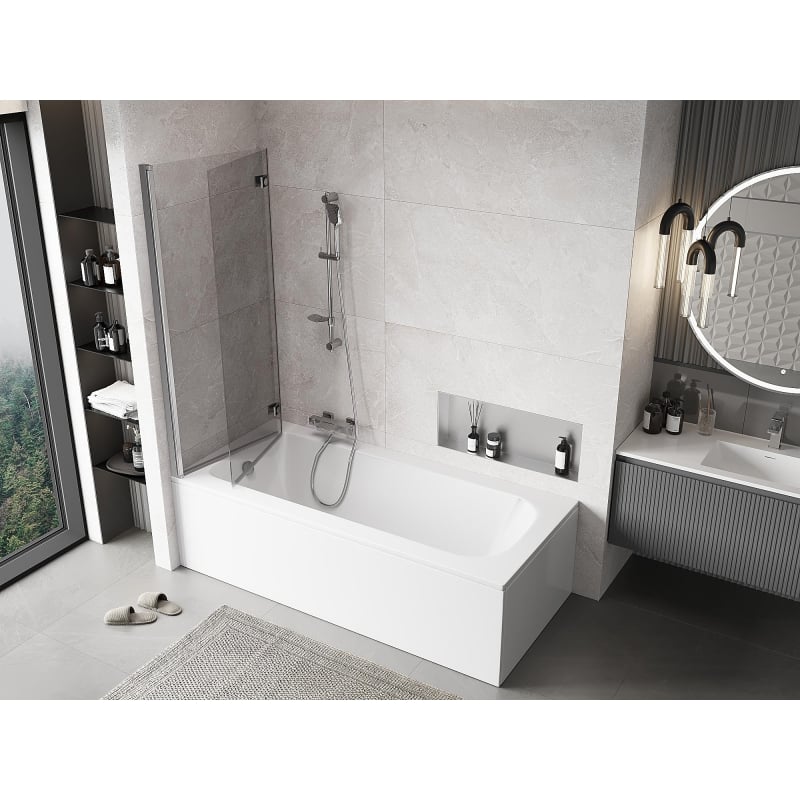 Mexen Mist pare-douche pliant à 2 volets gauche 130 x 150 cm, transparent, chromé - 8A9-130-002-01-00-L
