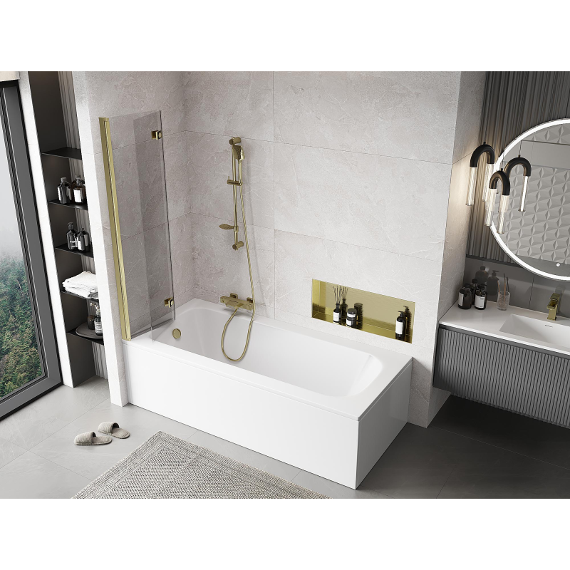 Mexen Mist paroi de douche 2 volets gauche 80 x 150 cm, transparent, doré - 8A9-080-002-50-00-L