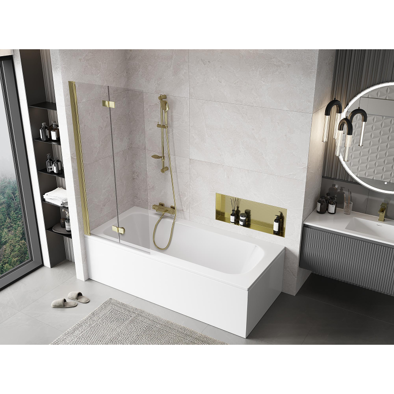 Mexen Mist paroi de douche 2 volets gauche 80 x 150 cm, transparent, doré - 8A9-080-002-50-00-L