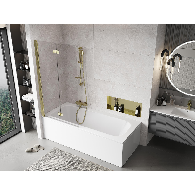 Mexen Mist paroi de douche 2 volets gauche 90 x 150 cm, transparent, doré - 8A9-090-002-50-00-L