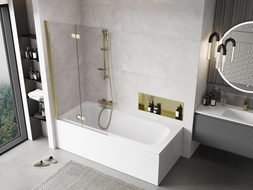 Mexen Mist paroi de douche pivotante 2 panneaux gauche 100 x 150 cm, transparent, doré - 8A9-100-002-50-00-L