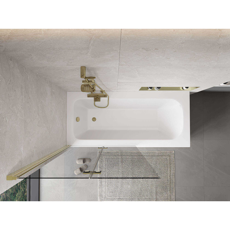 Mexen Mist paroi de douche pivotante 2 panneaux gauche 100 x 150 cm, transparent, doré - 8A9-100-002-50-00-L