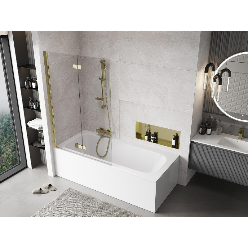 Mexen Mist paroi de douche 2 volets gauche 110 x 150 cm, transparent, doré - 8A9-110-002-50-00-L