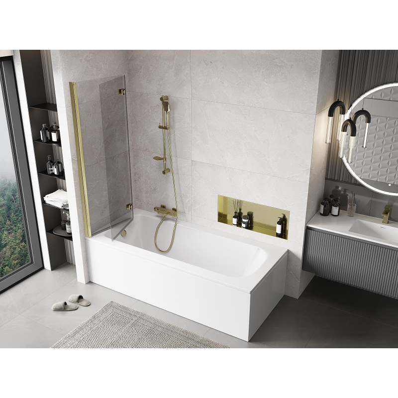 Mexen Mist paroi de douche 2 volets gauche 110 x 150 cm, transparent, doré - 8A9-110-002-50-00-L