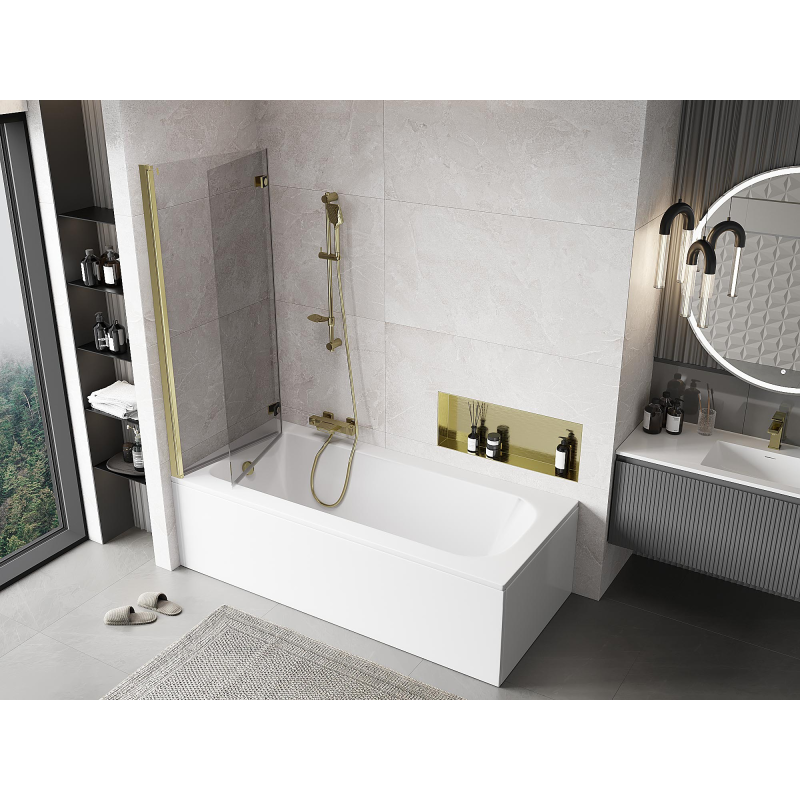 Mexen Mist paroi de douche 2 volets gauche 130 x 150 cm, transparent, doré - 8A9-130-002-50-00-L
