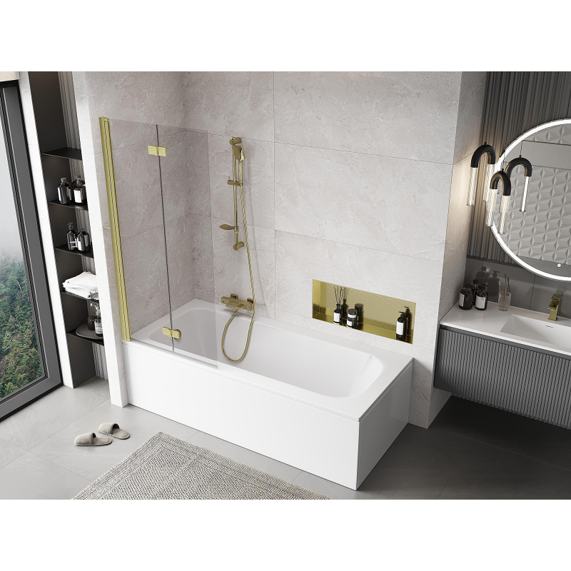 Mexen Mist pare-douche à 2 volets côté gauche 80 x 150 cm, transparent, or brossé - 8A9-080-002-55-00-L