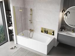 Mexen Mist pare-douche à 2 volets côté gauche 80 x 150 cm, transparent, or brossé - 8A9-080-002-55-00-L