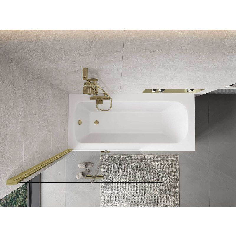 Mexen Mist pare-douche 2 volets gauche 100 x 150 cm, transparent, or brossé - 8A9-100-002-55-00-L