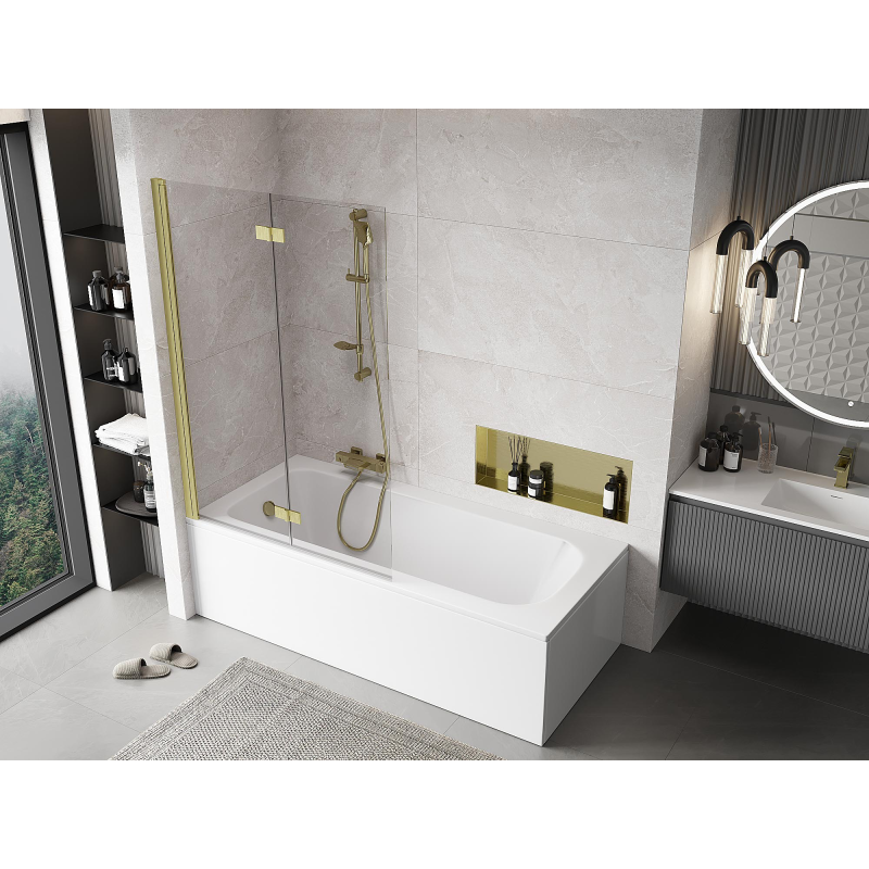 Mexen Mist paroi de douche à 2 volets gauche 110 x 150 cm, transparent, or brossé - 8A9-110-002-55-00-L