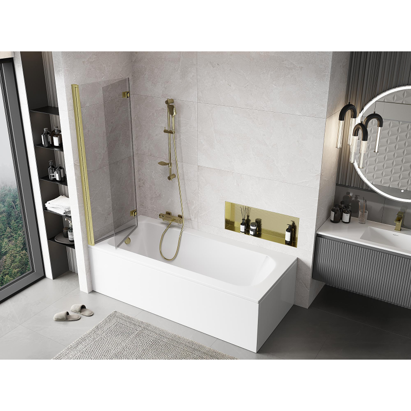 Mexen Mist paroi de douche à 2 volets gauche 110 x 150 cm, transparent, or brossé - 8A9-110-002-55-00-L