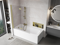 Mexen Mist pare-douche à deux volets gauche 130 x 150 cm, transparent, doré brossé - 8A9-130-002-55-00-L