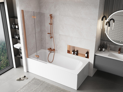 Mexen Mist paroi de douche 2 volets gauche 80 x 150 cm, transparent, cuivre brossé - 8A9-080-002-65-00-L