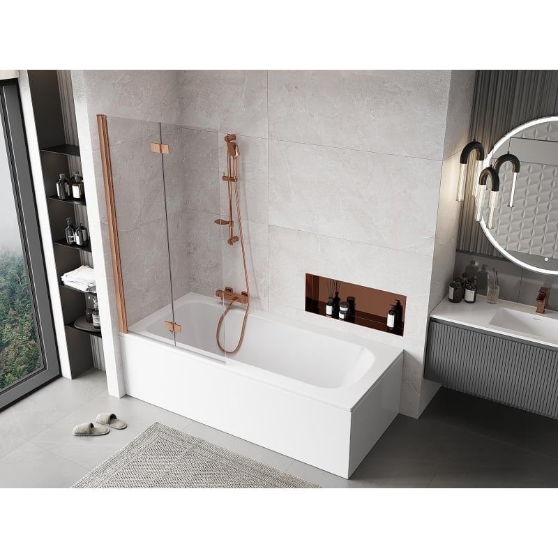 Mexen Mist pare-douche à 2 volets gauche 90 x 150 cm, transparent, cuivre brossé - 8A9-090-002-65-00-L