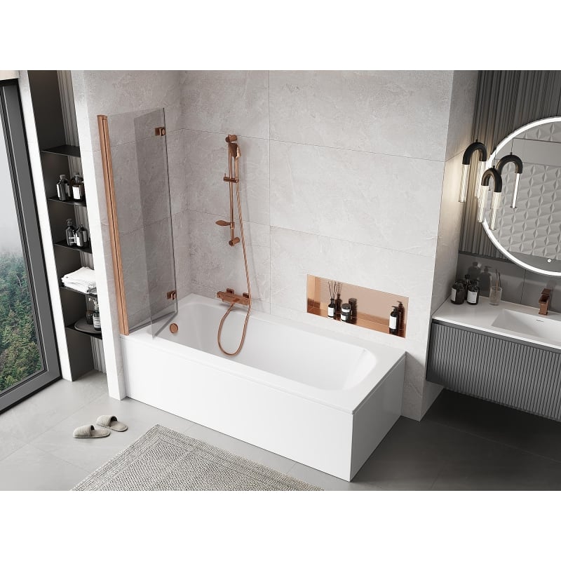Mexen Mist pare-douche à 2 volets gauche 90 x 150 cm, transparent, cuivre brossé - 8A9-090-002-65-00-L