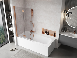 Mexen Mist paroi de baignoire à 2 volets gauche 100 x 150 cm, transparent, cuivre brossé - 8A9-100-002-65-00-L