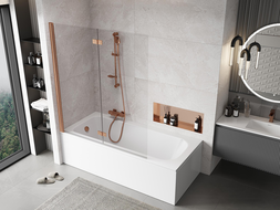 Mexen Mist paroi de douche 2 volets gauche 140 x 150 cm, transparent, cuivre brossé - 8A9-140-002-65-00-L