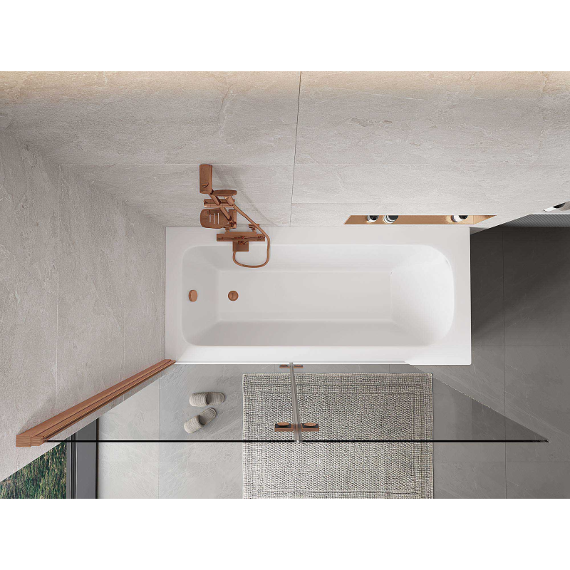 Mexen Mist paroi de douche 2 volets gauche 140 x 150 cm, transparent, cuivre brossé - 8A9-140-002-65-00-L