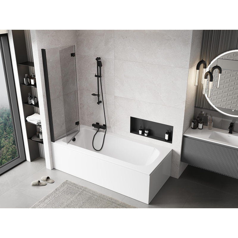 Mexen Mist paroi de douche 2 volets gauche 110 x 150 cm, transparent, noir - 8A9-110-002-70-00-L