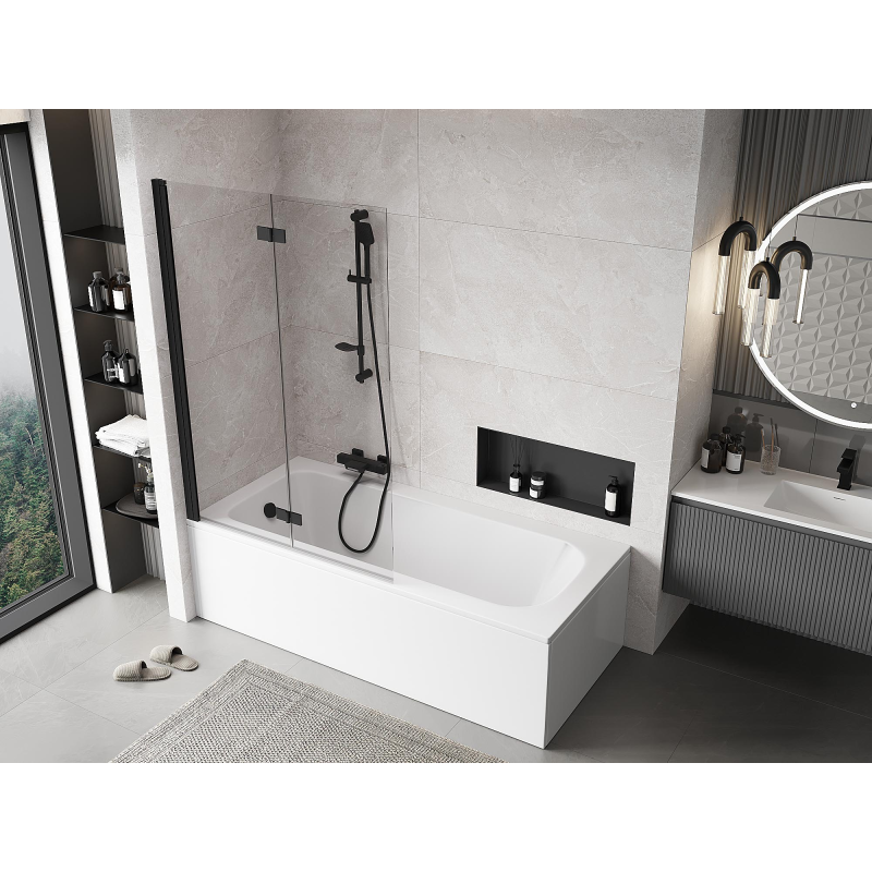 Mexen Mist paroi de douche 2 volets gauche 110 x 150 cm, transparent, noir - 8A9-110-002-70-00-L