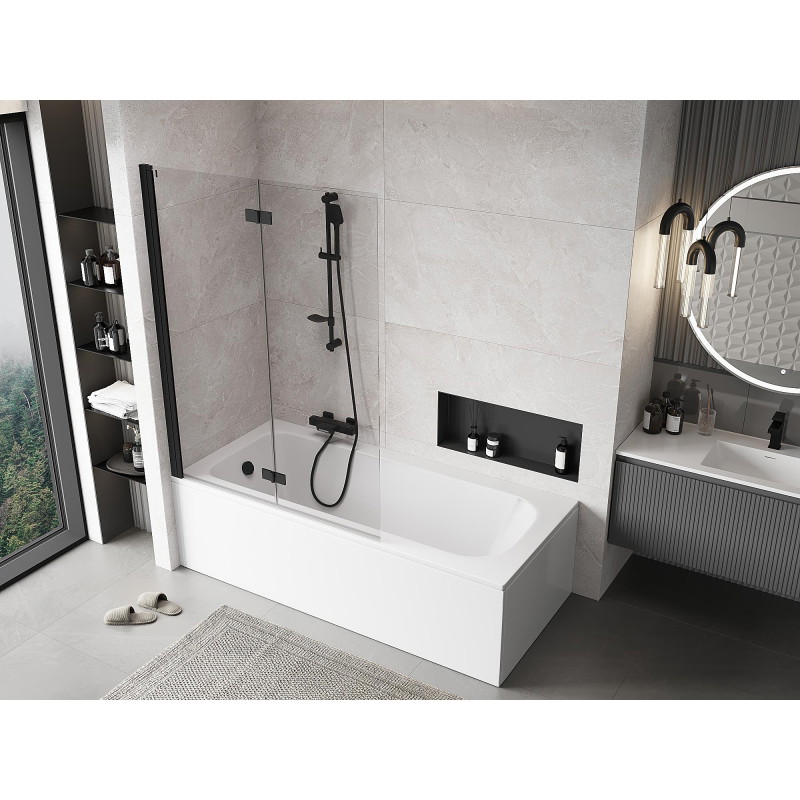 Mexen Mist paroi de douche pliable à 2 volets côté gauche 120 x 150 cm, transparent, noir - 8A9-120-002-70-00-L