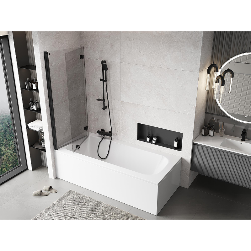 Mexen Mist paroi de douche à 2 panneaux gauche 130 x 150 cm, transparent, noir - 8A9-130-002-70-00-L