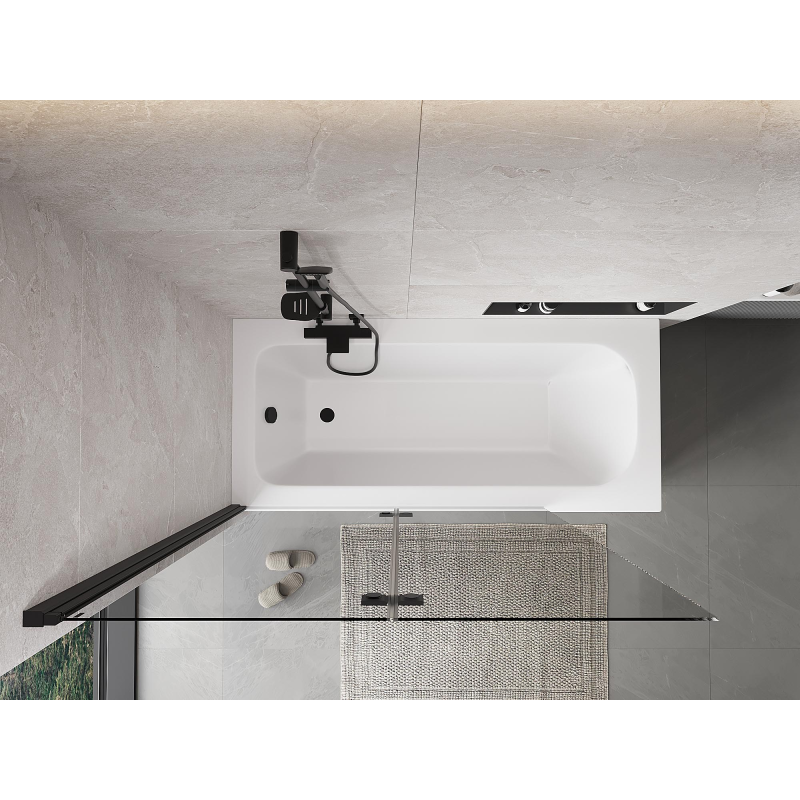 Mexen Mist paroi de douche à 2 panneaux gauche 130 x 150 cm, transparent, noir - 8A9-130-002-70-00-L