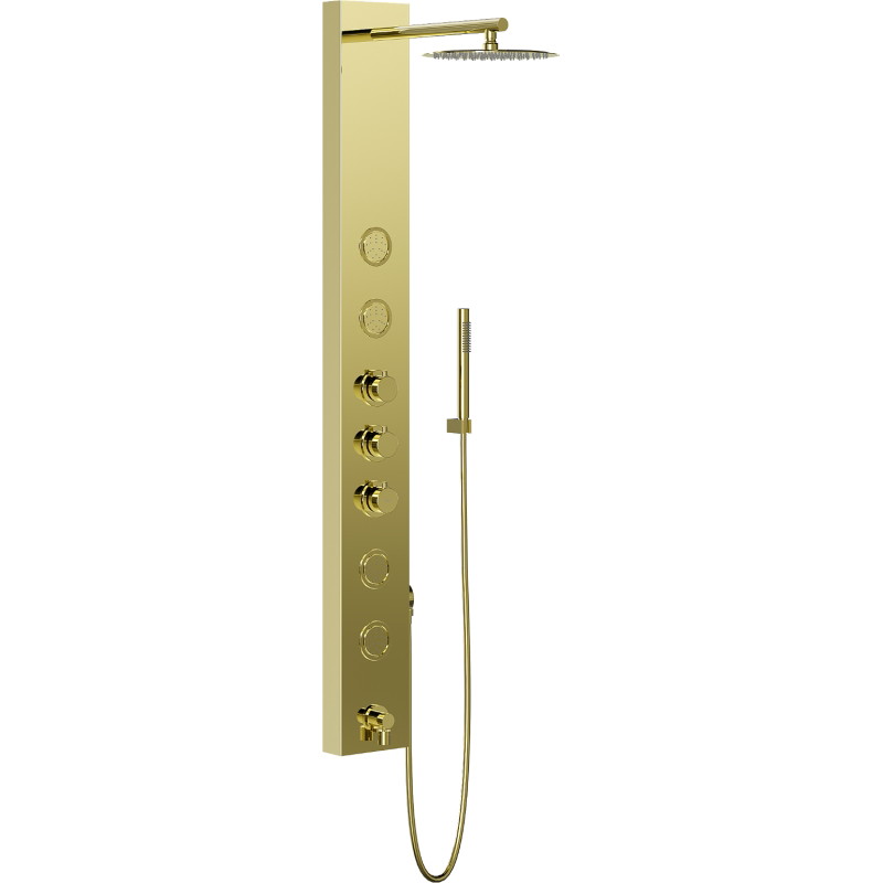 Mexen Ivo panneau de douche avec bec, doré - 7608-03-50