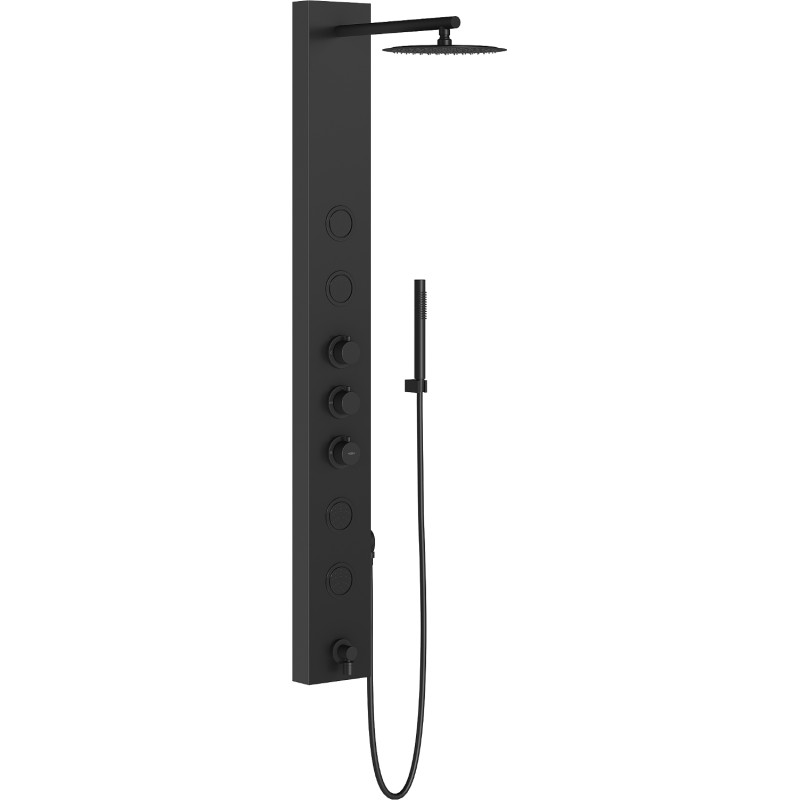 Mexen Ivo panneau de douche avec bec, noir - 7608-03-70