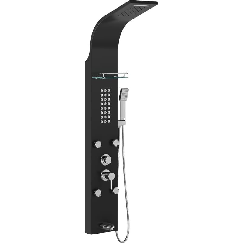 Mexen Adrox panneau de douche avec bec, noir - 7613-04-70
